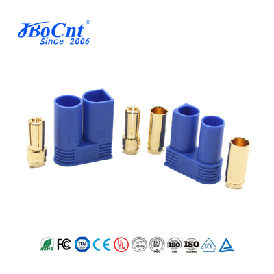 Angled Male Female Battery Connector 6mm Bullet Connector EC6 With Blue Housing