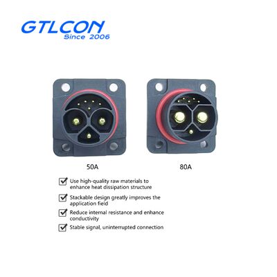 50A 80A stackable connector, IP67 waterproof connector, 2+1+5 battery pack connector, suitable for energy storage systems or electric vehicle battery swap cabinets