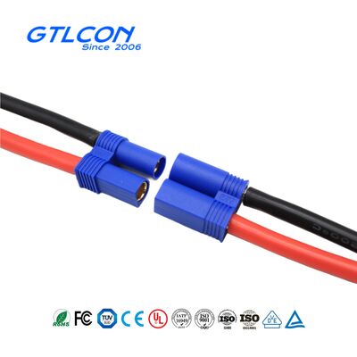 Angled Gold Plated Banana Plug 6mm Bullet Connector EC6 With Blue Housing