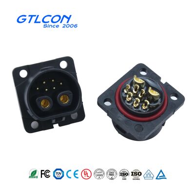 Push Lock Circular Panel Mount Connector 8 Pin Waterproof IP68 Electric Vehicle Charging Connector
