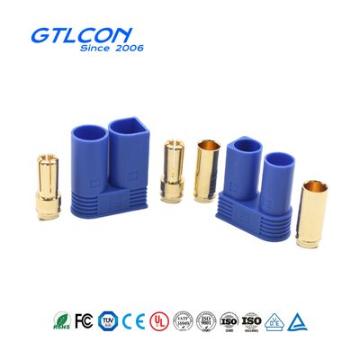 Angled Male Female Battery Connector 6mm Bullet Connector EC6 With Blue Housing